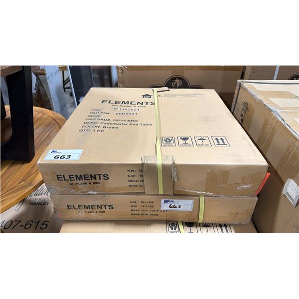PAIR OF ELEMENTS CADE/CARTER OUTDOOR PATIO END TABLES *IN BOX*