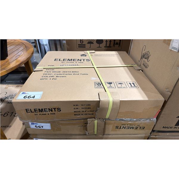 PAIR OF ELEMENTS CADE/CARTER OUTDOOR PATIO END TABLES *IN BOX*