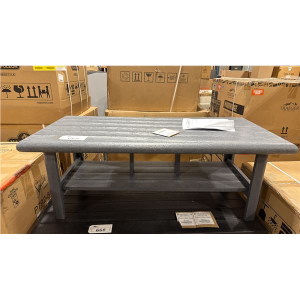 C.R. PLASTICS MODEL DST267-18 STRATFORD GREY RECTANGULAR OUTDOOR PATIO COCKTAIL TABLE *DISPLAY ONLY*