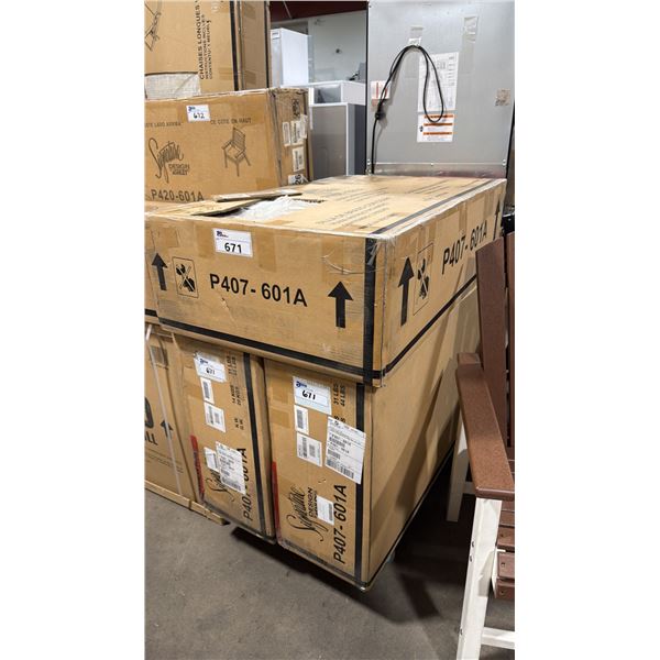 6 ASHLEY SIGNATURE DESIGN MODEL P407-601A ARM CHAIRS WITH CUSHIONS *IN BOX, 3 BOXES, CART NOT