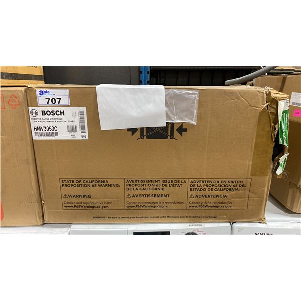 BOSCH MODEL HMV3053C. 30" 1.6 CU FT OVER THE RANGE MICROWAVE OVEN WITH SMART COOKING MODES, 300 CFM,