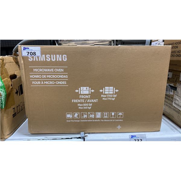SAMSUNG MODEL ME17R7011ES/AC. 1.7 CU.FT. OVER THE RANGE MICROWAVE WITH 300 CFM