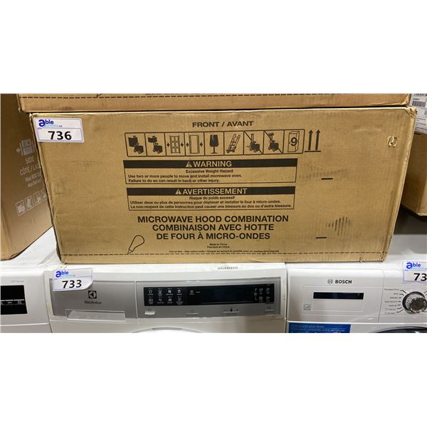 WHIRLPOOL MODEL YWML75011HV. 1.1 CU. FT. LOW PROFILE MICROWAVE HOOD COMBINATION