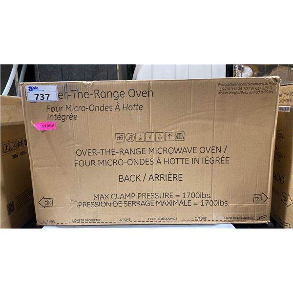 GE MODEL JVM2165SMSS. 1.6 CU. FT. OVER-THE-RANGE MICROWAVE OVEN STAINLESS STEEL