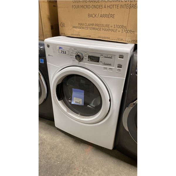 GE MODEL GFMN110EDWW. DRYER, VENTED, 6 DRY CYCLES, 4 TEMPERATURE SETTINGS, STACKABLE, WHITE COLOUR