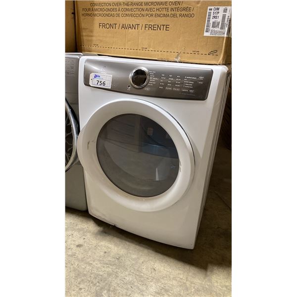ELECTROLUX MODEL EFMC427UIW. DRYER, VENTED, 7 DRY CYCLES, STEAM CLEAN, 4 TEMPERATURE SETTINGS, STACK