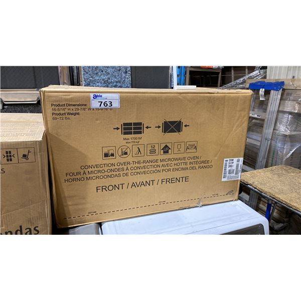 CAFE MODEL CVM517P2RS1. OVER THE RANGE MICROWAVE, 30 INCH EXTERIOR WIDTH, 1.7 CU. FT. CAPACITY, 300