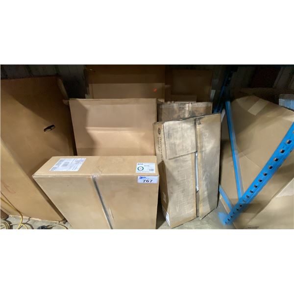 GROUP OF ASSORTED APPLIANCE PARTS. MICROWAVE OVEN TRIM KITS, STAINLESS STEEL DOOR, COUNTER TOP