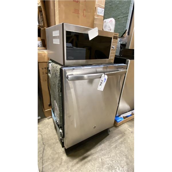 G.E MODEL PDT660SSF2SS. 24" STAINLESS STEEL BUILT IN DISHWASHER & PANASONIC MICROWAVE OVEN'