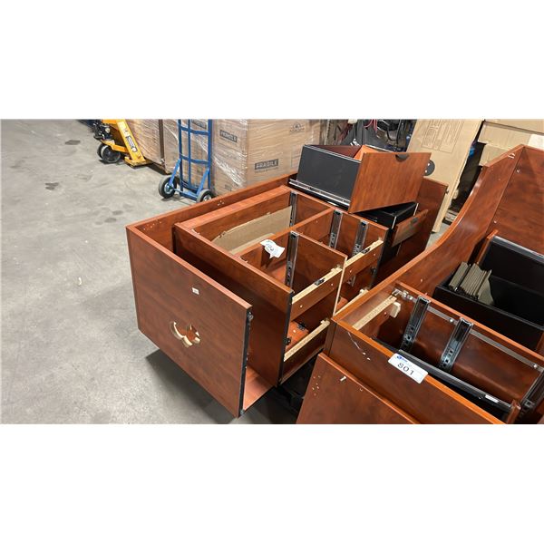LARGE CHERRY EXECUTIVE DESK WITH 4 DRAWER COMBINATION FILE