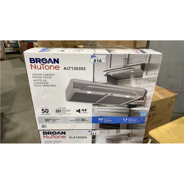 BROAN NUTONE MODEL ALT1303SS STAINLESS STEEL 30" RANGE HOOD *IN BOX*