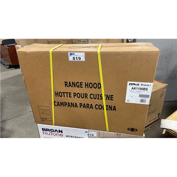 ZEPHYR BREEZE 1 MODEL AK1100BS STAINLESS STEEL 30" RANGE HOOD *IN BOX*