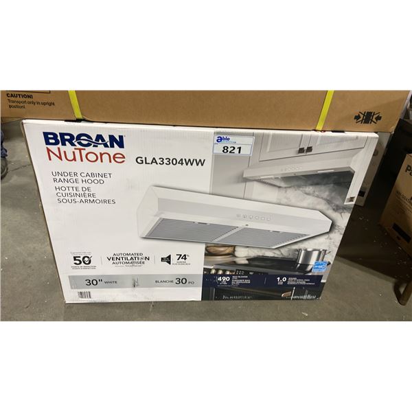 BROAN NUTONE MODEL GLA3304WW WHITE 30" RANGE HOOD *IN BOX*