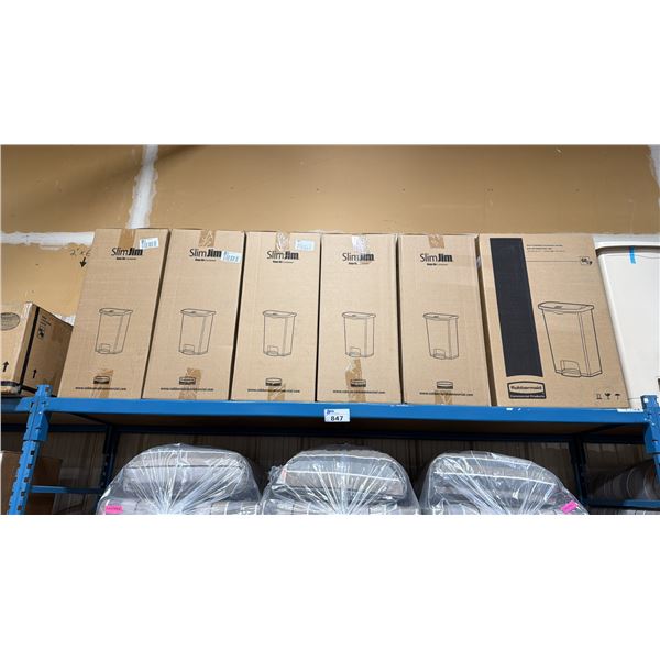 6 RUBBERMAID COMMERCIAL SLIM JIM 68L WASTE RECEPTACLES