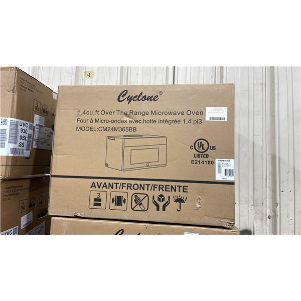 CYCLONE MODEL CM24M365BB 1.4 CU FT 24" BLACK OVER THE RANGE MICROWAVE OVEN *IN BOX*