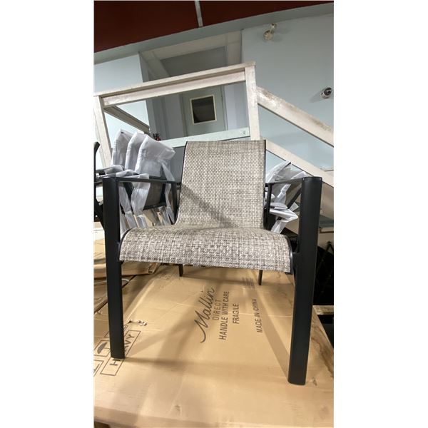 SET OF 4 MALLIN MESH BACK CAST ALUMINUM OUTDOOR PATIO STACKING ARM CHAIRS *IN BOX*