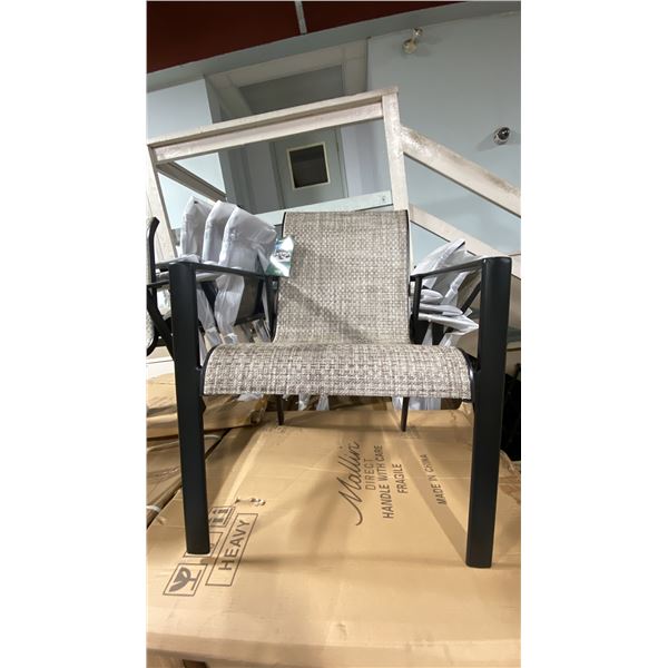 SET OF 4 MALLIN MESH BACK CAST ALUMINUM OUTDOOR PATIO STACKING ARM CHAIRS *IN BOX*