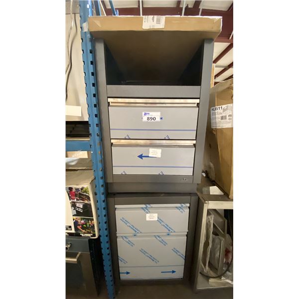 2 GREY METAL STAINLESS STEEL 2 DRAWER OUTDOOR BUILT-IN GRILL CABINETS & NAPOLEON GRILL DOOR