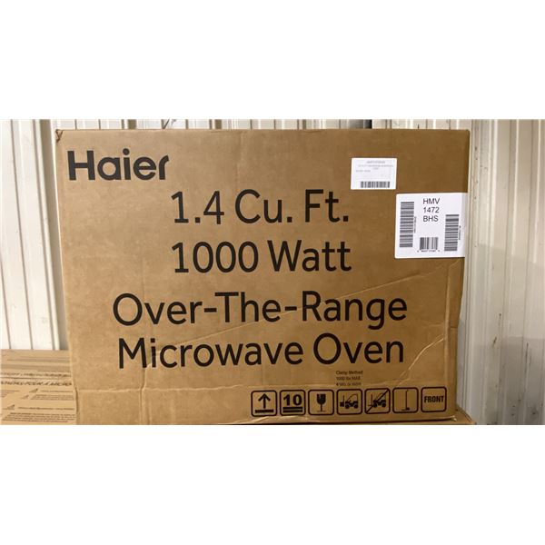 HAIER MODEL HMV1472BHS. OVER THE RANGE MICROWAVE, 24 INCH EXTERIOR WIDTH, 1.4 CU. FT. CAPACITY, 300