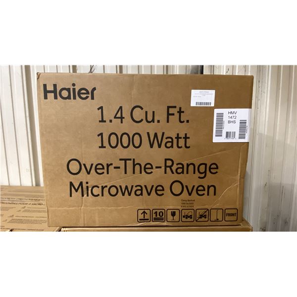 HAIER MODEL HMV1472BHS. OVER THE RANGE MICROWAVE, 24 INCH EXTERIOR WIDTH, 1.4 CU. FT. CAPACITY, 300