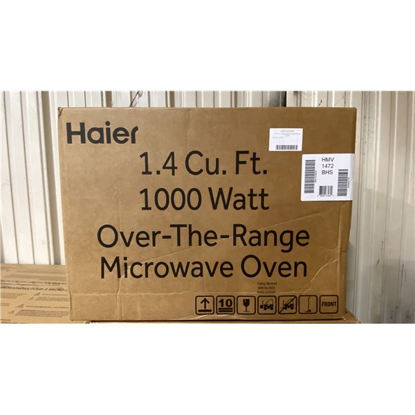 HAIER MODEL HMV1472BHS. OVER THE RANGE MICROWAVE, 24 INCH EXTERIOR WIDTH, 1.4 CU. FT. CAPACITY, 300