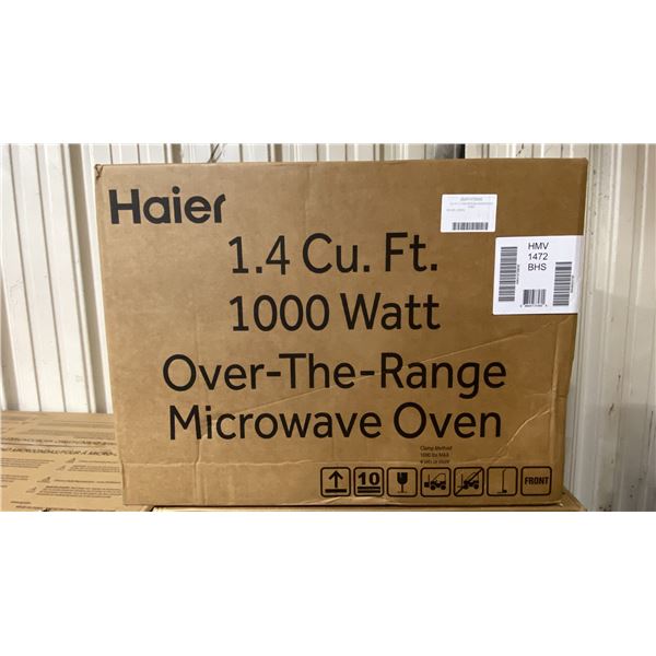 HAIER MODEL HMV1472BHS. OVER THE RANGE MICROWAVE, 24 INCH EXTERIOR WIDTH, 1.4 CU. FT. CAPACITY, 300