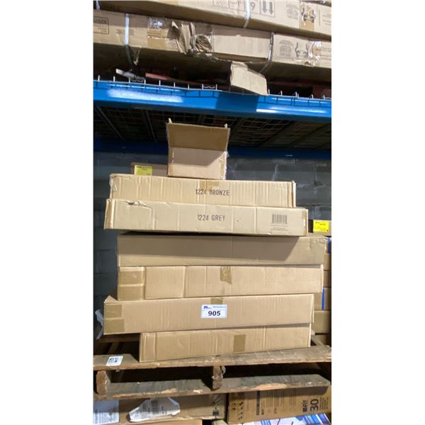 PALLET OF ASSORTED OUTDOOR BUILT IN PARTS/COMPONENTS, GLASS COVERS, FURNITURE LEGS & MORE