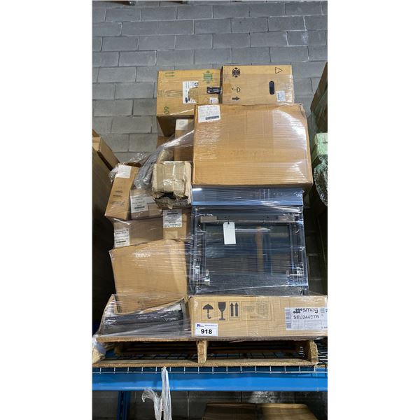 PALLET OF ASSORTED FURNITURE PARTS, APPLIANCE PARTS, COMPONENTS & HARDWARE