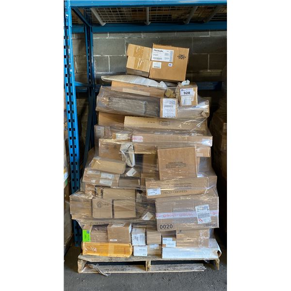 PALLET OF ASSORTED APPLIANCE PARTS, COMPONENTS & HARDWARE