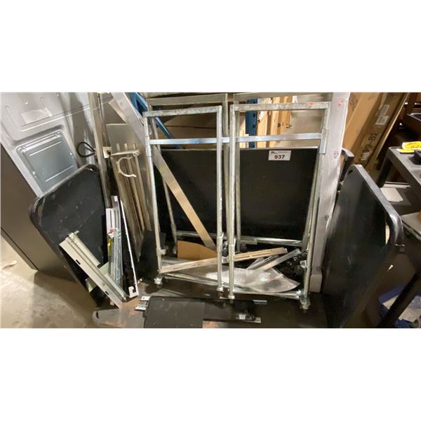 MOBILE PRODUCT CART WITH ASSORTED OVEN MOVERS & PARTS