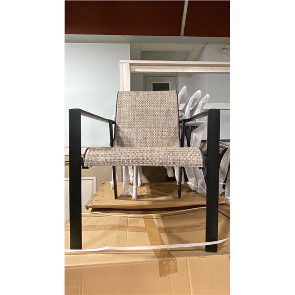 SET OF 4 MALLIN MESH BACK CAST ALUMINUM OUTDOOR PATIO STACKING ARM CHAIRS *IN BOX*
