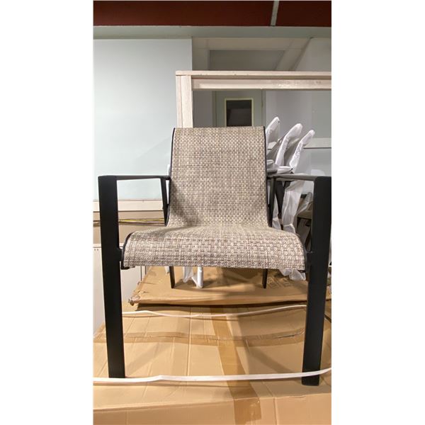 SET OF 4 MALLIN MESH BACK CAST ALUMINUM OUTDOOR PATIO STACKING ARM CHAIRS *DISPLAY ONLY*