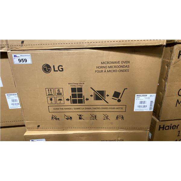 LG MODEL MVEL2033F. 2.0 CU FT SMART OVER THE RANGE MICROWAVE OVEN WITH SMOOTH TOUCH GLASS CONTROLS,