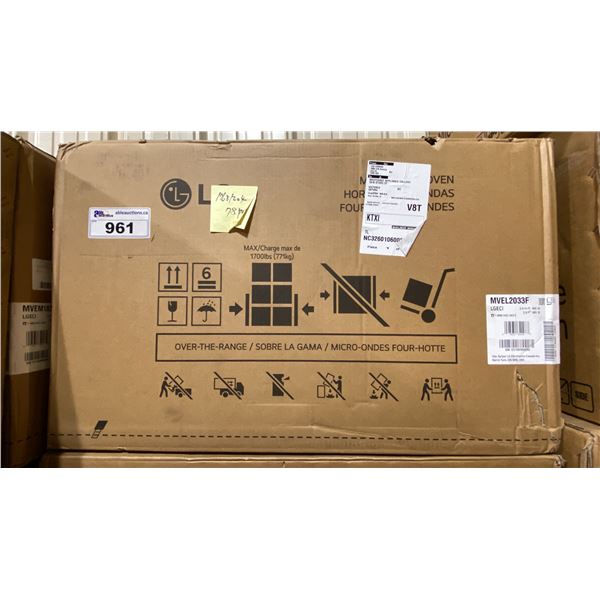 LG MODEL MVEL2033F. 2.0 CU FT SMART OVER THE RANGE MICROWAVE OVEN WITH SMOOTH TOUCH GLASS CONTROLS,