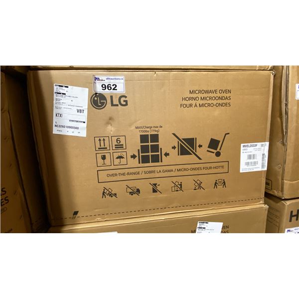 LG MODEL MVEL2033F. 2.0 CU FT SMART OVER THE RANGE MICROWAVE OVEN WITH SMOOTH TOUCH GLASS CONTROLS,