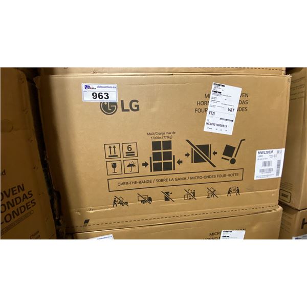 LG MODEL MVEL2033F. 2.0 CU FT SMART OVER THE RANGE MICROWAVE OVEN WITH SMOOTH TOUCH GLASS CONTROLS,