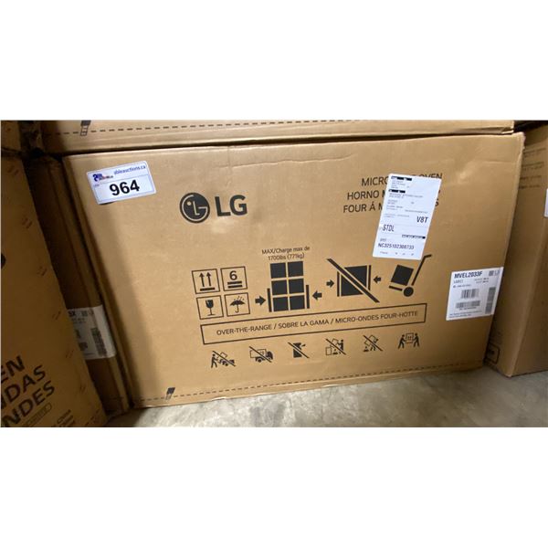 LG MODEL MVEL2033F. 2.0 CU FT SMART OVER THE RANGE MICROWAVE OVEN WITH SMOOTH TOUCH GLASS CONTROLS,