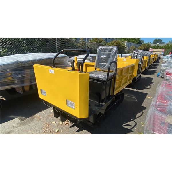SDLANCH SDLD25 YELLOW RIDE ON GAS POWERED MINI CRAWLER DUMPER, 3 SPEED WITH 9" TRACKS &