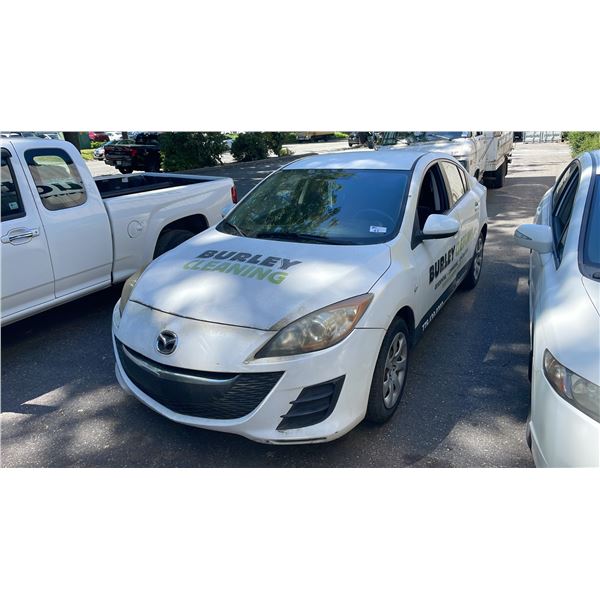 2010 MAZDA 3, 4DR SEDAN, WHITE, VIN JM1BL1SF9A1168657,
