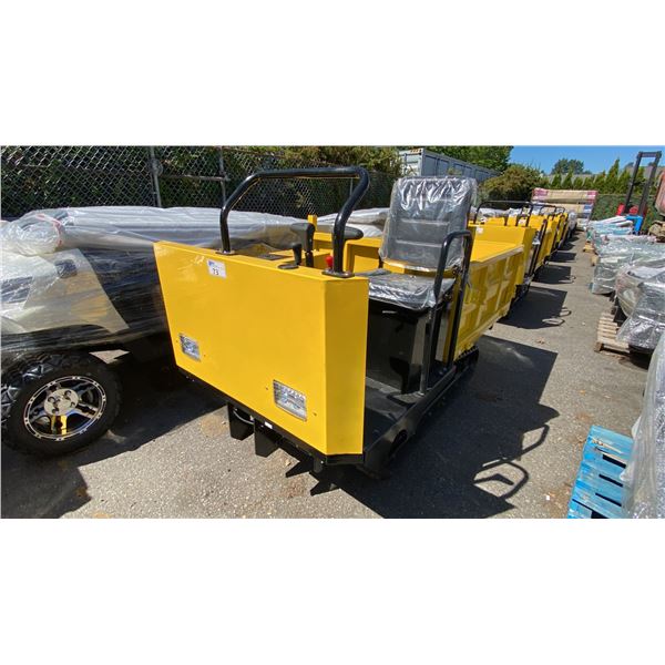 SDLANCH SDLD25 YELLOW RIDE ON GAS POWERED MINI CRAWLER DUMPER, 3 SPEED WITH 9" TRACKS &
