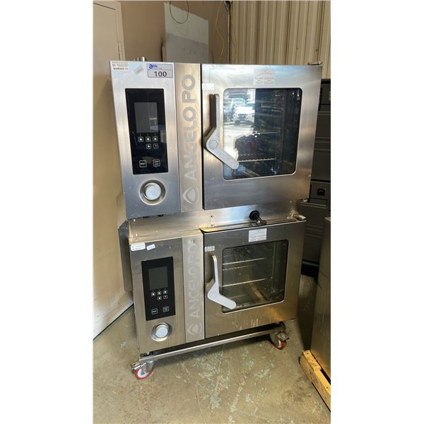 ANGELOPRO FX61G3-UKX03 DOUBLE BAY STAINLESS STEEL COMMERCIAL GAS BOILERLESS COMBI OVEN ONE MOBILE