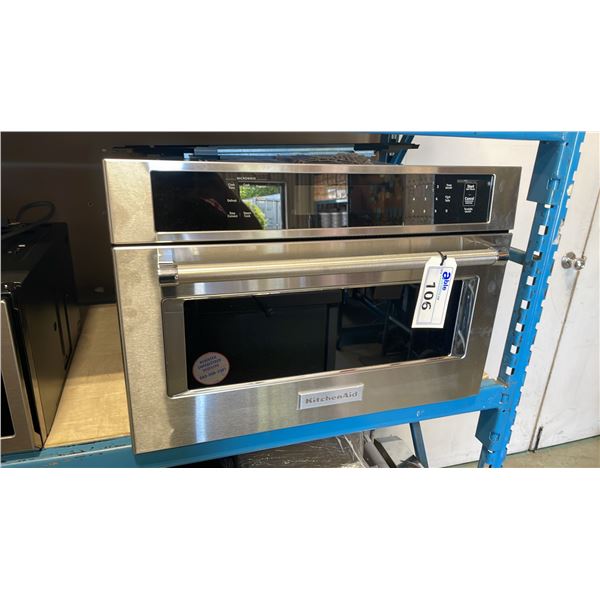 KITCHENAID MODEL KMBP107ESS20. STAINLESS STEEL PREMIUM 27" BUILT IN MICROWAVE OVEN WITH CONVECTION,