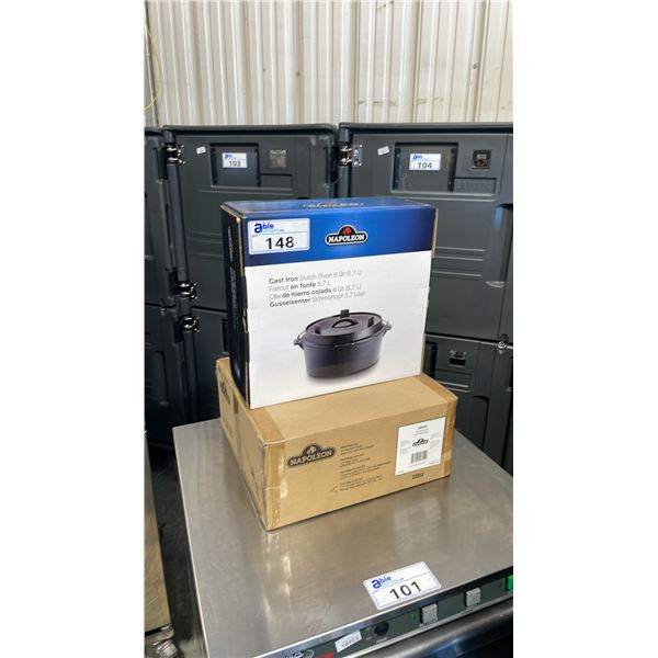 2 NAPOLEON 6 QT CAST IRON OUTDOOR QUALITY DUTCH OVENS *IN BOX*