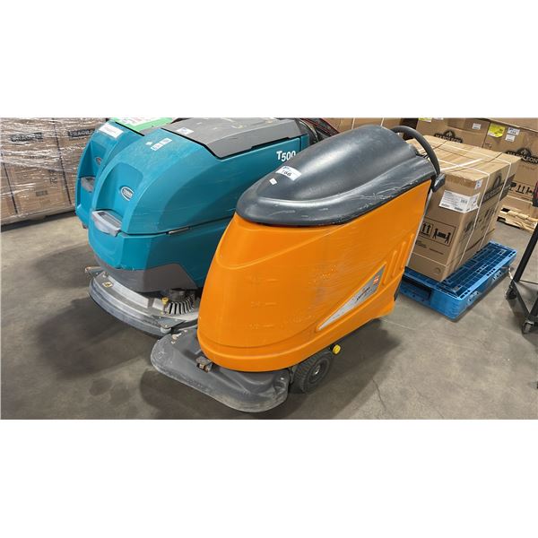 TASKI SWINGO 1650 ORANGE COMMERCIAL ELECTRIC WALK BEHIND FLOOR CLEANER WITH KEYS *NO CHARGER, MAY