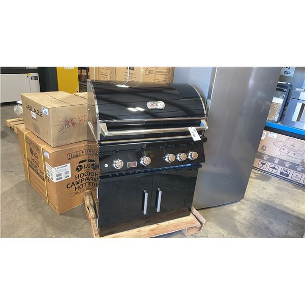 BONFIRE MODEL CBF4DD-B. BLACK STAINLESS STEEL 34" 4 BURNER PROPANE GRILL