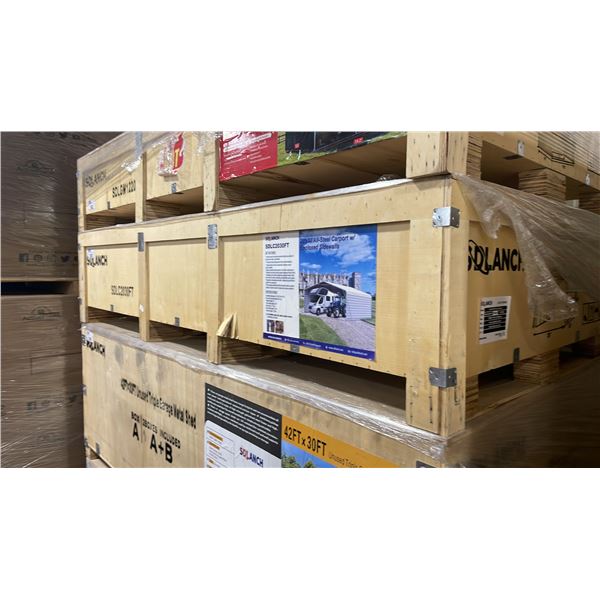 SDLANCH SDLC2030FT 20' X 30' ALL STEEL CARPORT WITH ENCLOSED SIDEWALLS IN WOODEN CRATE APPROX
