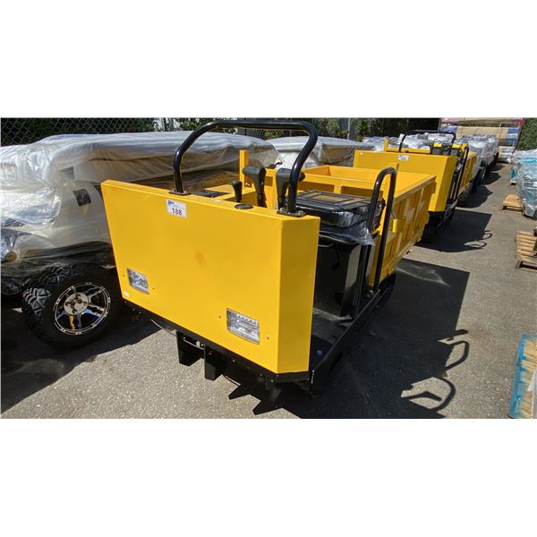 SDLANCH SDLD25 YELLOW RIDE ON GAS POWERED MINI CRAWLER DUMPER, 3 SPEED WITH 9" TRACKS &