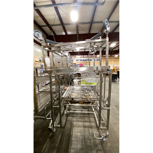 2 LABORATORY MOBILE STAINLESS STEEL PARTS WASHER RACKS