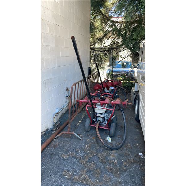 LITTLE BEAVER RED 4 WHEEL MOBILE GAS POWERED  HEAVY DUTY ONE-MAN EARTH DRILL WITH TORQUE TUBE,