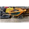 Image 2 : YELLOW PLASTIC WHEELBARROW WITH RIDGID SMALL 11L SHOP VAC & MASTERVAC 10L SHOP VAC